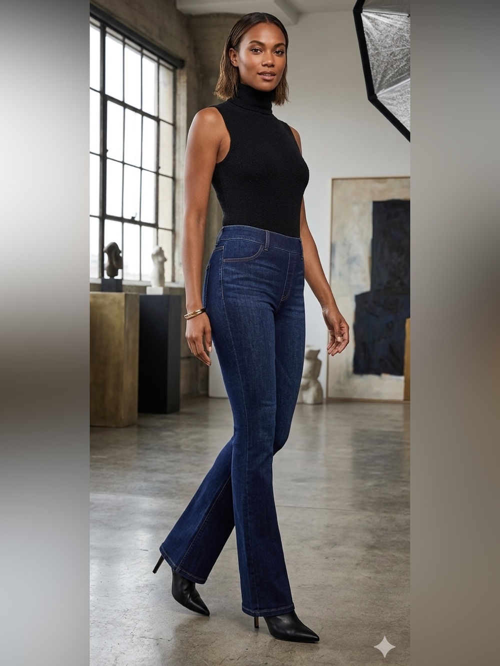 Spanx Flare  Bootcut Jeans in Midnight Shade Dark Wash 
 Size Medium NWOT
